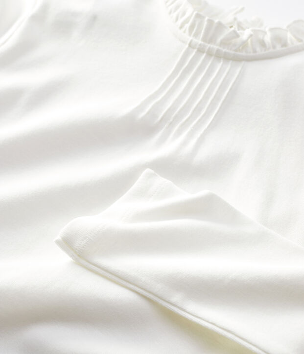 Camiseta de manga larga de algod&oacute;n de ni&ntilde;a blanco