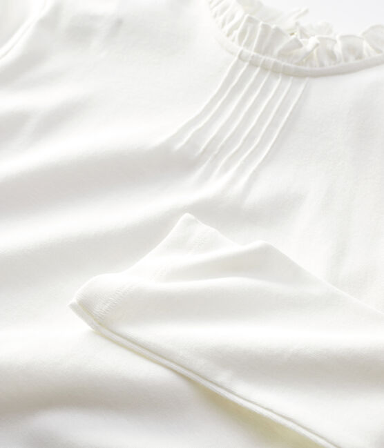 Camiseta de manga larga de algodón de niña blanco MARSHMALLOW