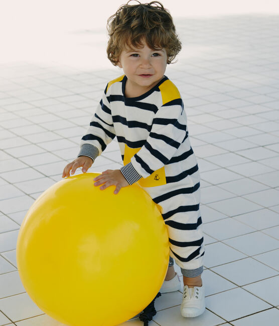 Mono largo con rayas marineras para bebé niño blanco MARSHMALLOW/azul SMOKING
