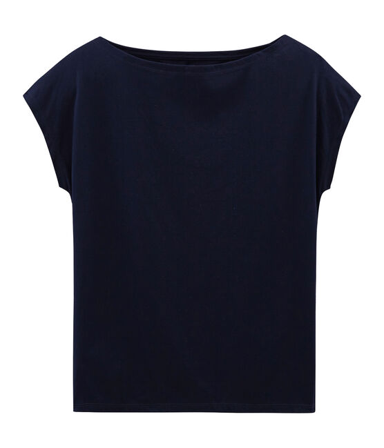 Camiseta manga corta de algodón sea island para mujer azul MARINE