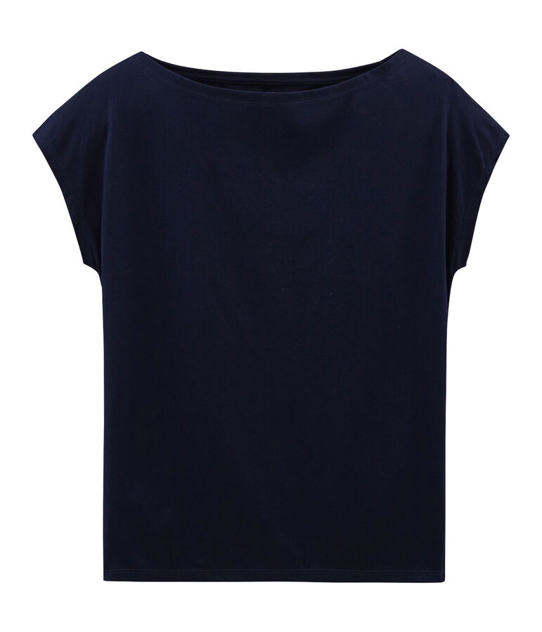 Camiseta manga corta de algod&oacute;n sea island para mujer azul