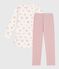 Camisón y leggings infantiles de felpa con estampado de corazones rosa JOLI/blanco MULTICO