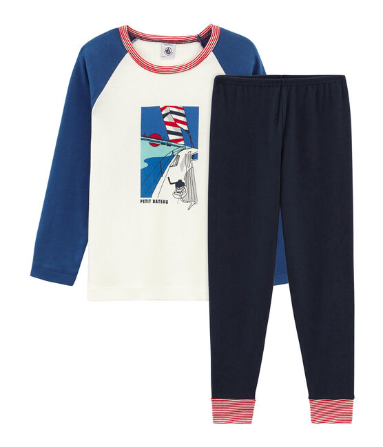 Pijama de punto para niño azul SMOKING/blanco MULTICO