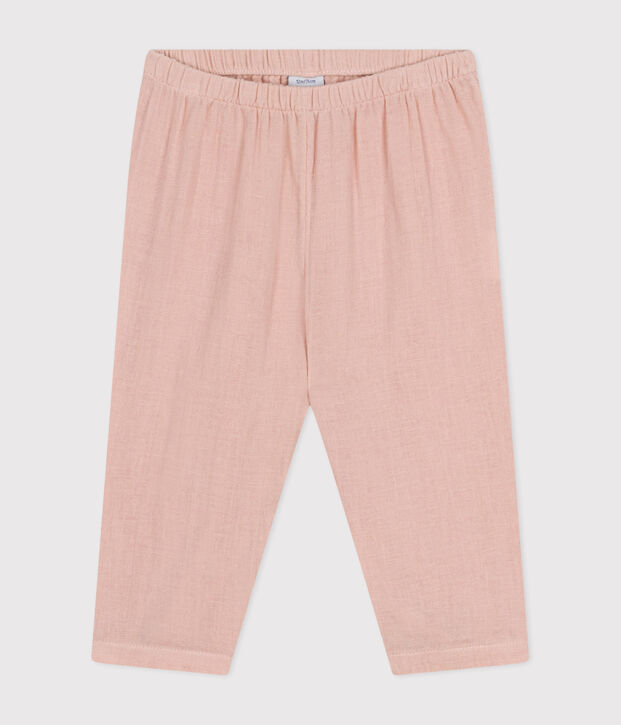 Pantal&oacute;n de gasa de algod&oacute;n para beb&eacute; rosa