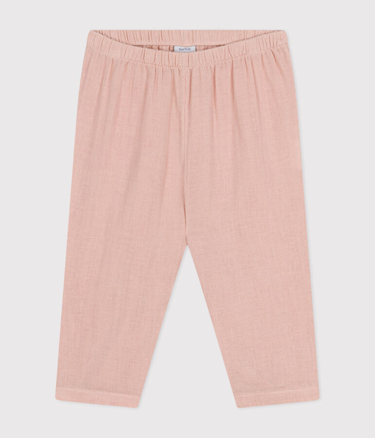 Pantal&oacute;n de gasa de algod&oacute;n para beb&eacute; rosa