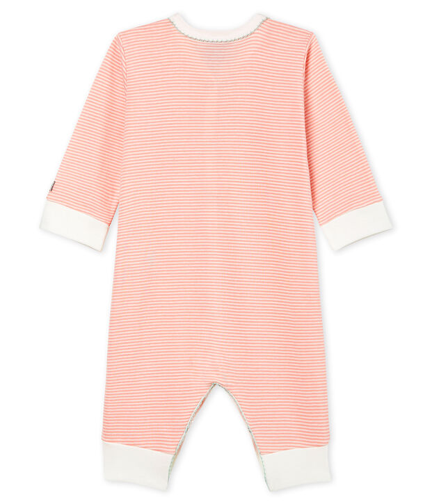 Pelele de punto para beb&eacute; ni&ntilde;a rosa/blanco