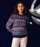 Jersey jacquard de lana y algodón para mujer azul MEDIEVAL/blanco MULTICO