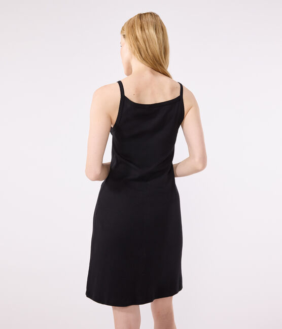 Camisón de algodón para mujer negro NOIR