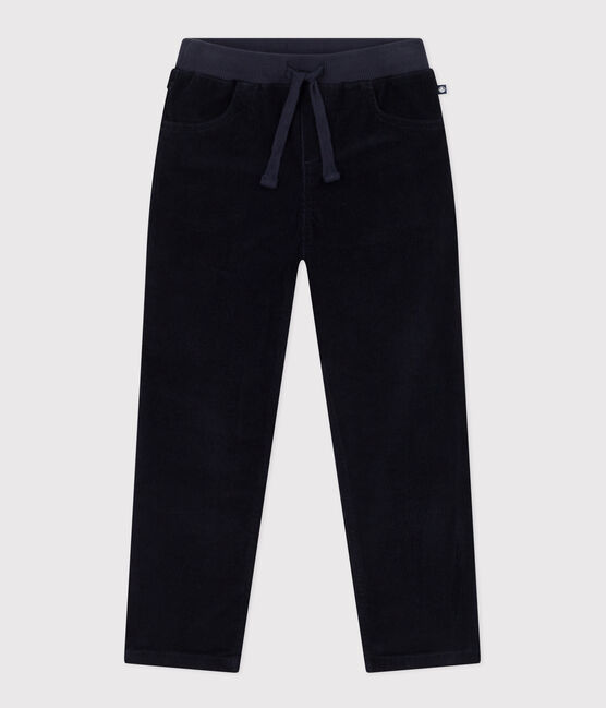 Pantalón recto de terciopelo medio de niña / niño azul SMOKING