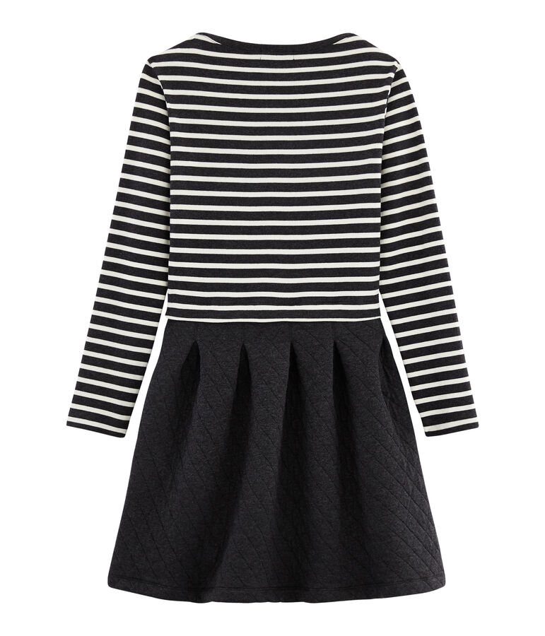 Robe bi-mati&egrave;re manches longues femme negro CITY/beige COQUILLE