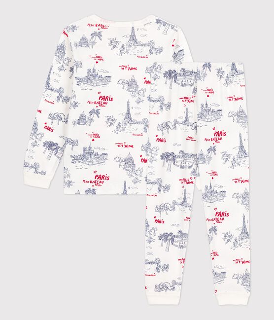 Pijama de algodón para niño/niña blanco MARSHMALLOW/blanco MULTICO