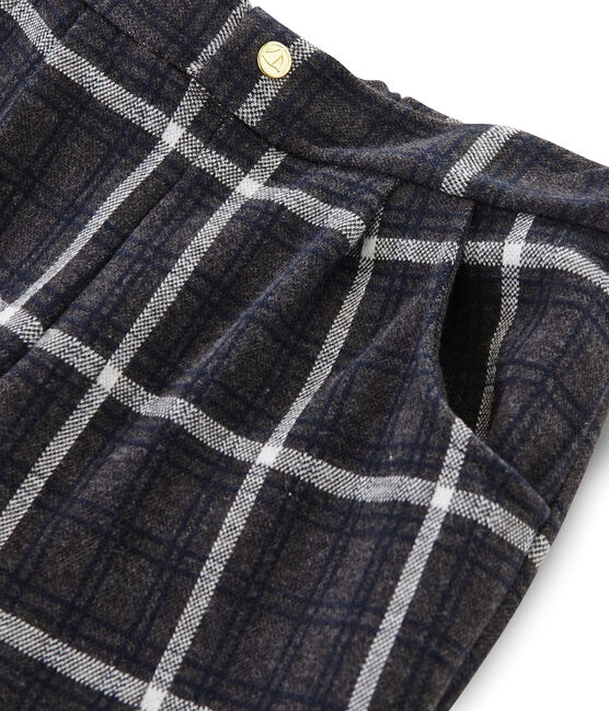 Pantalón de malla y cuadros para niña negro CITY/blanco MULTICO