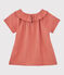 Blusa de gasa de algodón orgánico para niña rosa PAPAYE