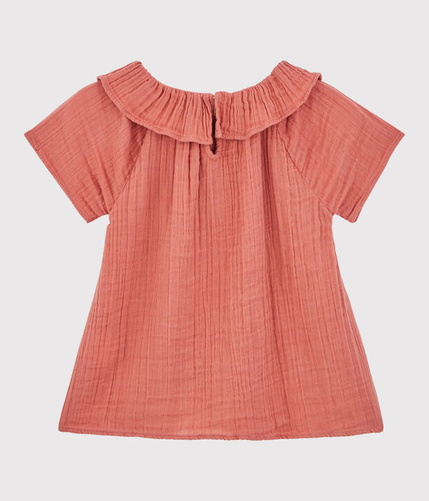 Blusa de gasa de algod&oacute;n org&aacute;nico para ni&ntilde;a rosa