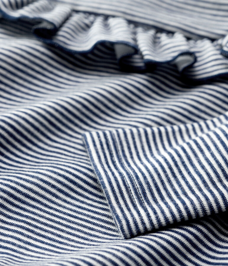 Blusa de lana y algod&oacute;n de beb&eacute; azul/blanco