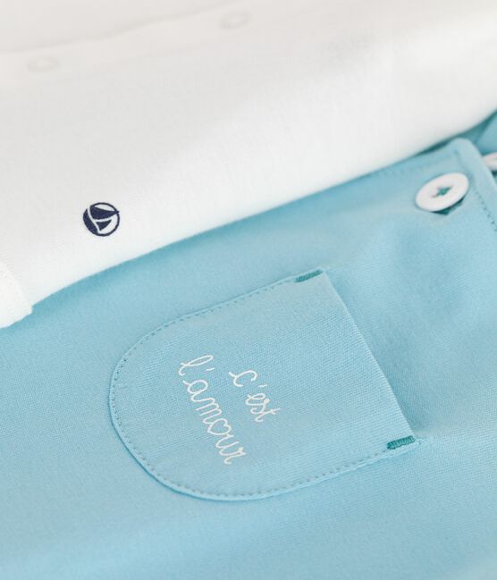 Conjunto de peto y body de algodón para recién nacido azul AQUATIC