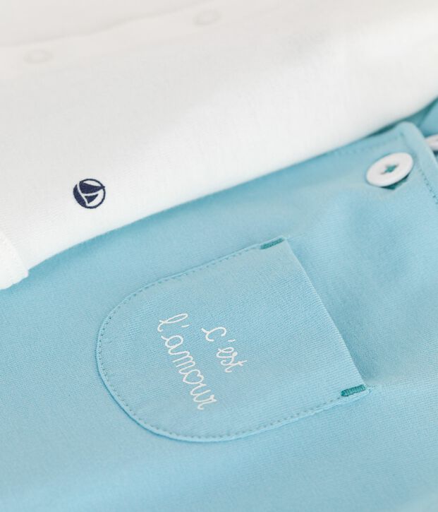 Conjunto de peto y body de algod&oacute;n para reci&eacute;n nacido azul