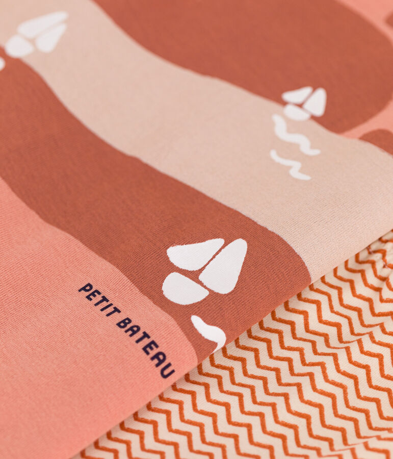 Pijama infantil corto de algod&oacute;n naranja ABRICOT/ MULTICO