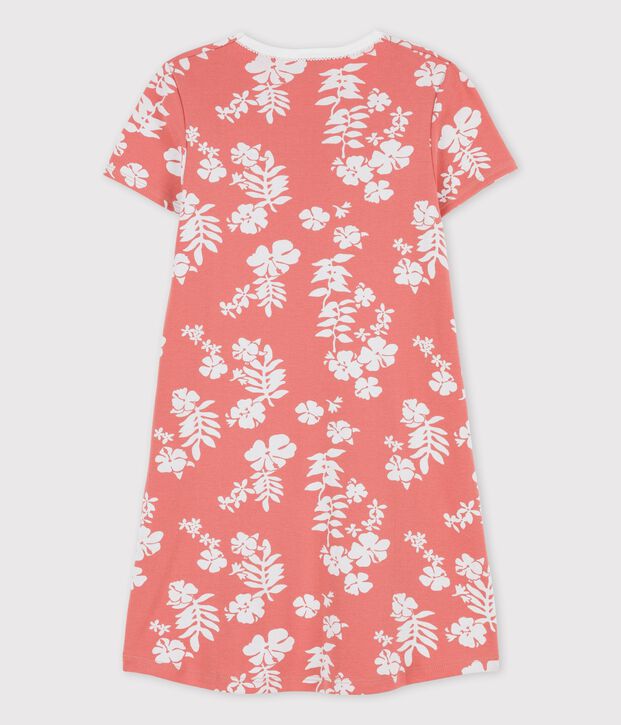 Camis&oacute;n hawaiano de algod&oacute;n de ni&ntilde;a rosa/blanco