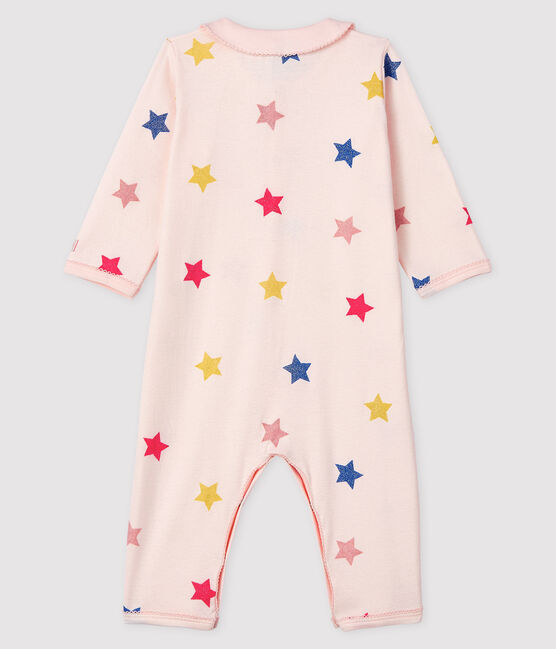 Pelele sin pies de punto acanalado con estrellas para bebé niña rosa FLEUR/blanco MULTICO