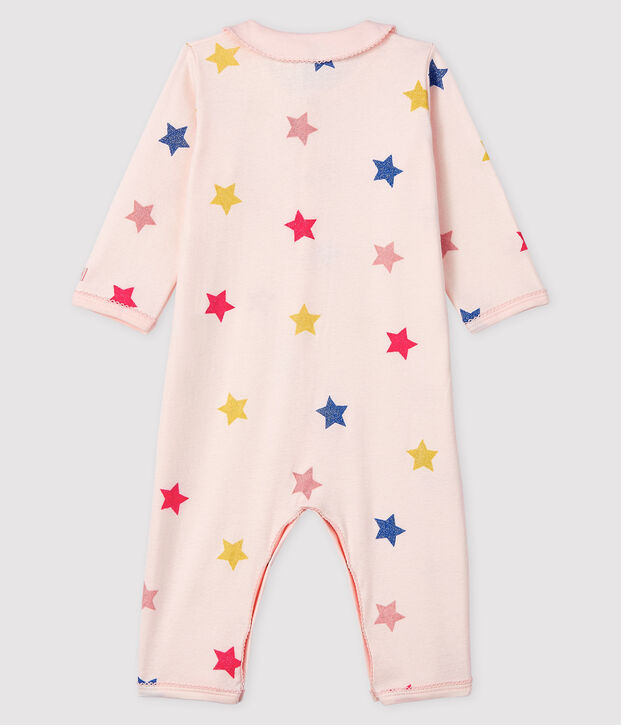 Pelele sin pies de punto acanalado con estrellas para beb&eacute; ni&ntilde;a rosa/multicolor