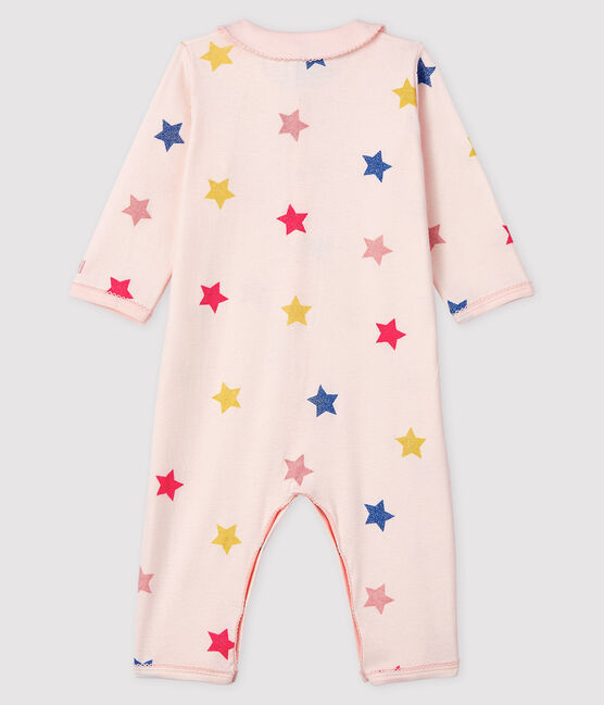 Pelele sin pies de punto acanalado con estrellas para bebé niña rosa FLEUR/blanco MULTICO