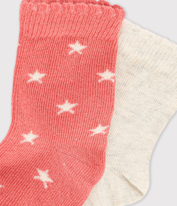 Juego de 2 pares de calcetines para beb&eacute; multicolor
