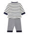 Pijama sin pies para bebé niño beige COQUILLE/azul SMOKING