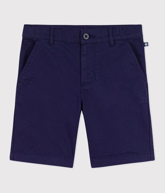 Bermudas cortas infantiles de algodón liso azul SOIR