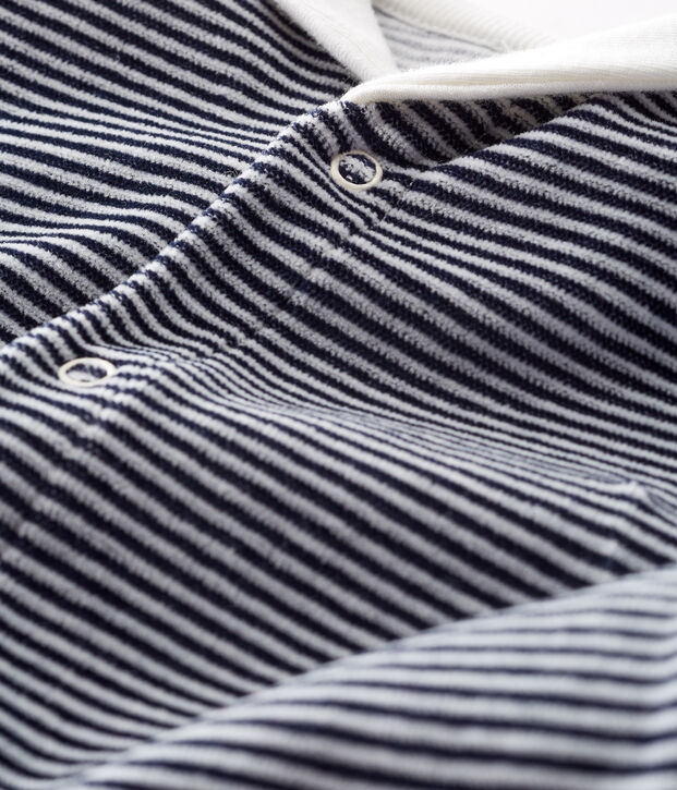 Pelele de terciopelo para beb&eacute; ni&ntilde;o azul/blanco