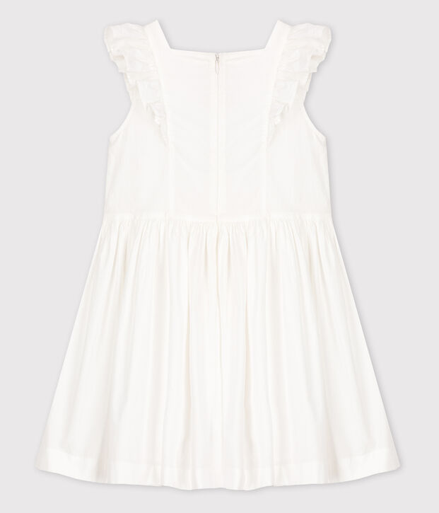 Vestido de celebraci&oacute;n de popelina de ni&ntilde;a blanco