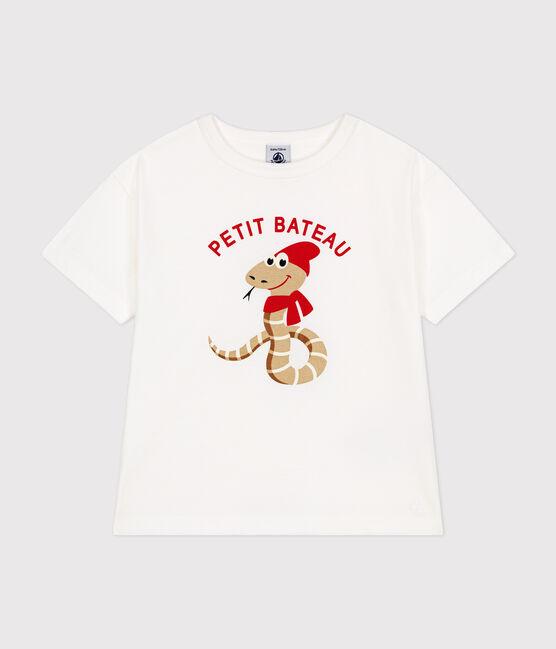Camiseta de manga corta de punto fino para niño blanco MARSHMALLOW