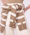 Jersey de cuello alto de lana y algod&oacute;n a rayas para mujer beige/crudo