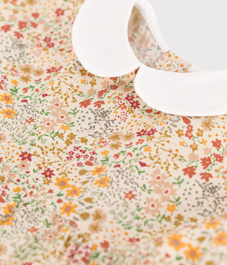 Vestido de manga corta de popelina para beb&eacute; crudo/multicolor