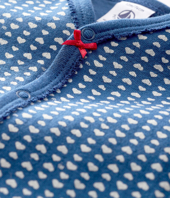 Pelele sin pies de punto tubular azul para bebé niña azul MAJOR/blanco ECUME