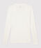 Camiseta de canalé ligero de mujer blanco MARSHMALLOW