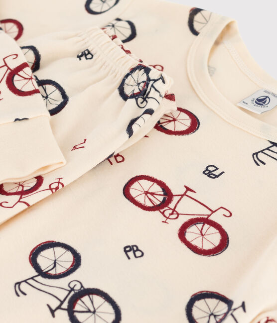 Pijama de algodón con motivo de bicicleta para niña / niño  blanco AVALANCHE/ MULTICO