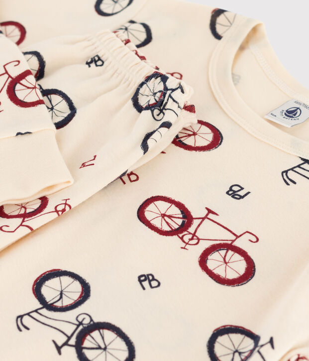 Pijama de algod&oacute;n con motivo de bicicleta para ni&ntilde;a / ni&ntilde;o crudo/multicolor