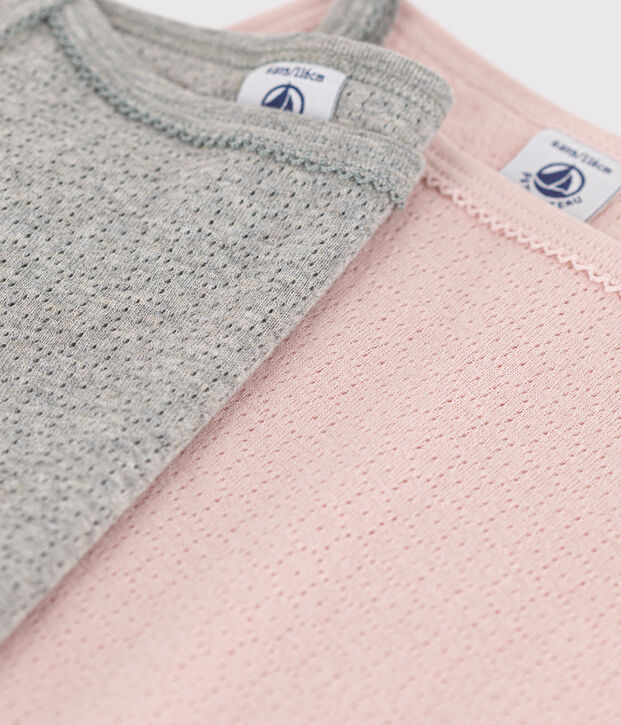 Juego de 2 camisetas de tirantes de algod&oacute;n calado para ni&ntilde;a multicolor