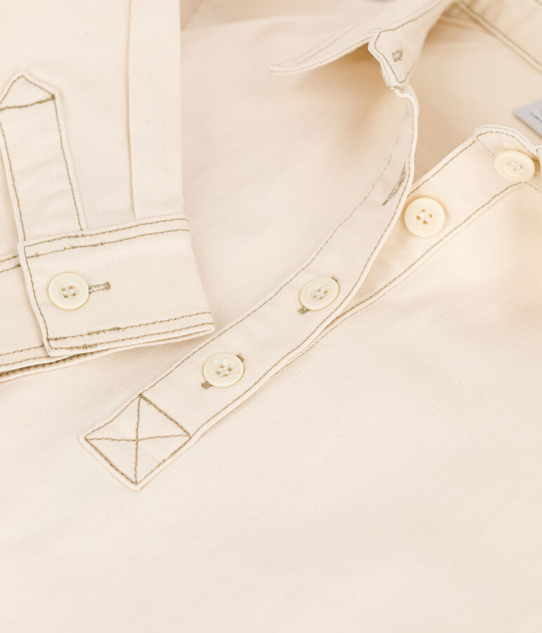 Vestido de manga larga de tejido vaquero de ni&ntilde;a crudo