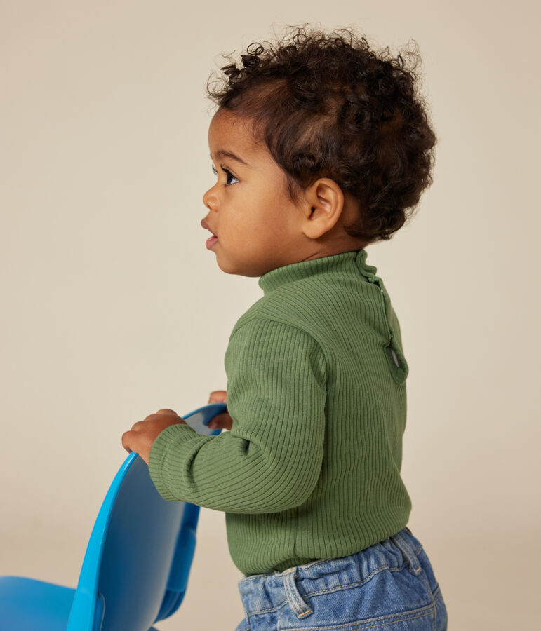 Body de manga larga con cuello vuelto para beb&eacute; verde