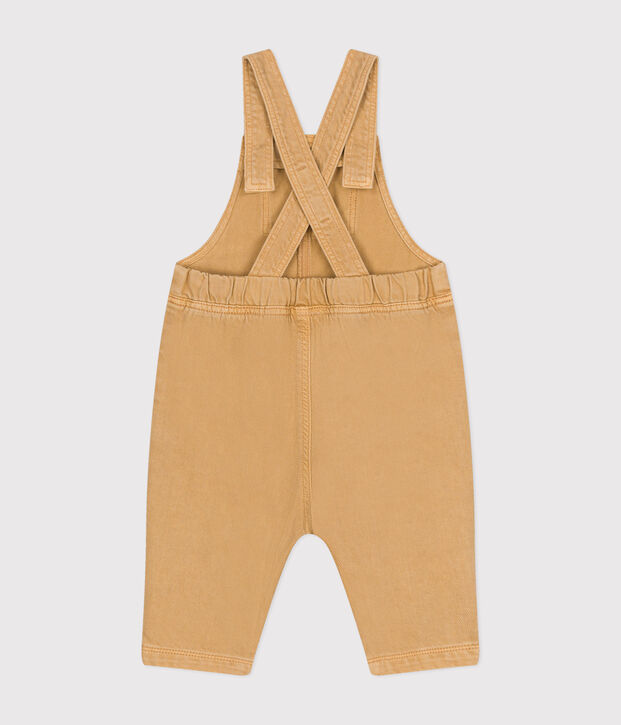 Peto largo de tejido denim de color para beb&eacute; beige