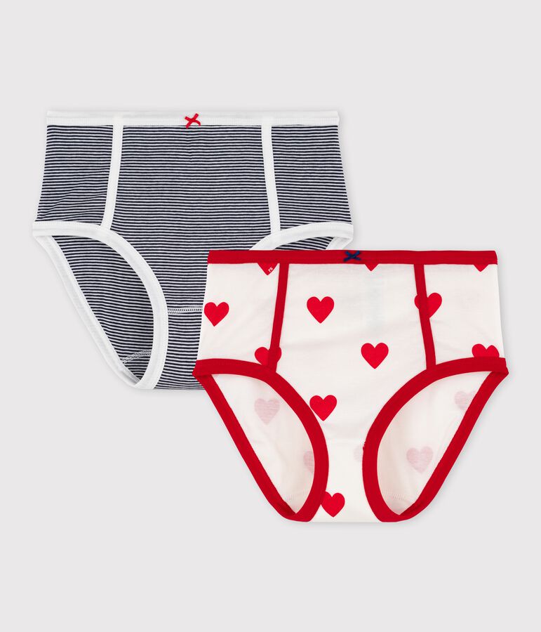 Juego de 2 braguitas de talle alto de algod&oacute;n de mujer multicolor