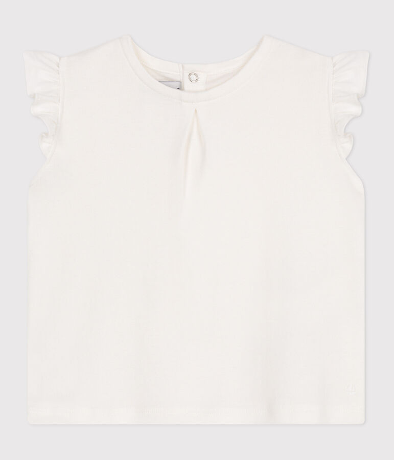 Blusa sin mangas de algod&oacute;n para beb&eacute; blanco