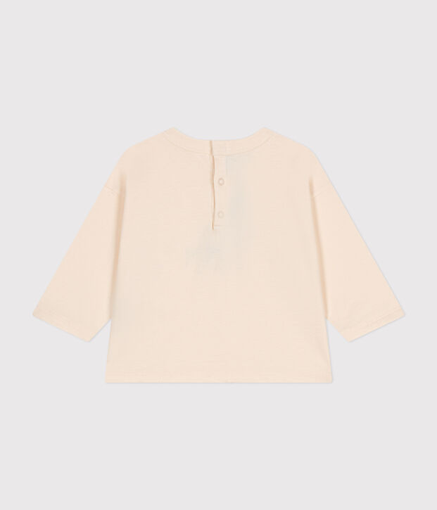 Camiseta de manga larga de punto fino para beb&eacute; crudo