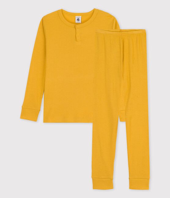 Pijama liso de algodón y lyocell infantil unisex amarillo OCRE