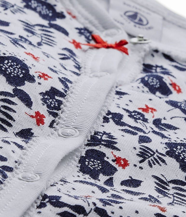 Pijama sin pies en t&uacute;bico estampado para beb&eacute; ni&ntilde;a blanco/multicolor