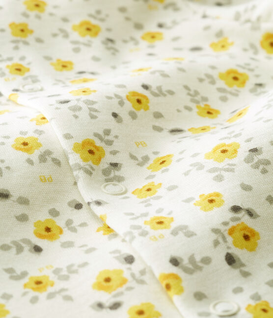 Buzo de bebé largo de lana y algodón blanco MARSHMALLOW/blanco MULTICO