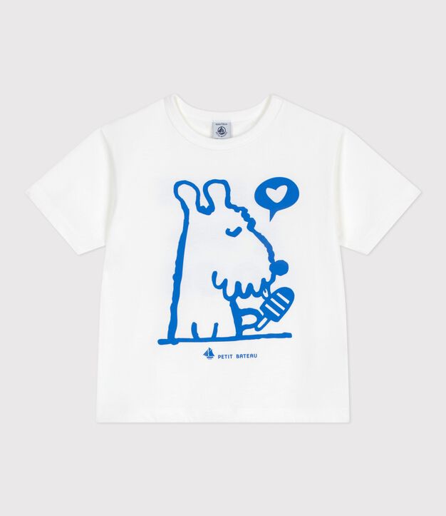 Camiseta infantil de manga corta de algod&oacute;n blanco