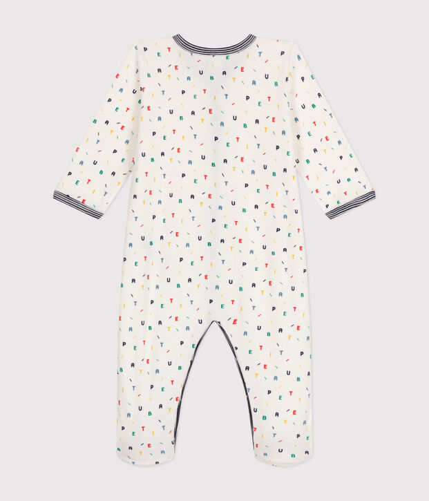 Pijama de terciopelo para beb&eacute; blanco/multicolor
